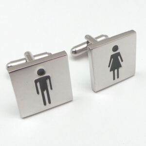man and woman sign cufflink