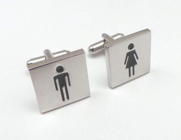 man and woman sign cufflink