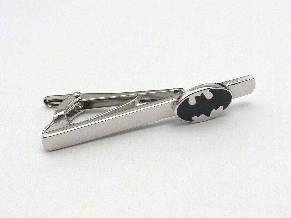 batman silver plated tie clip
