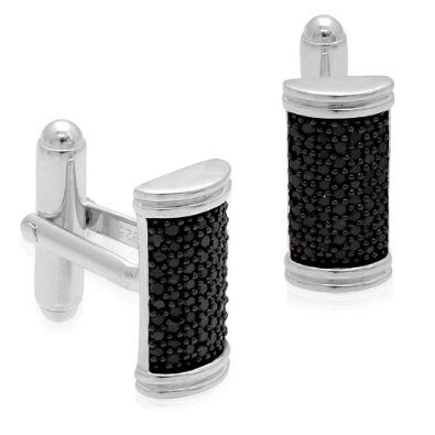 Silver Black Diamond Cufflinks