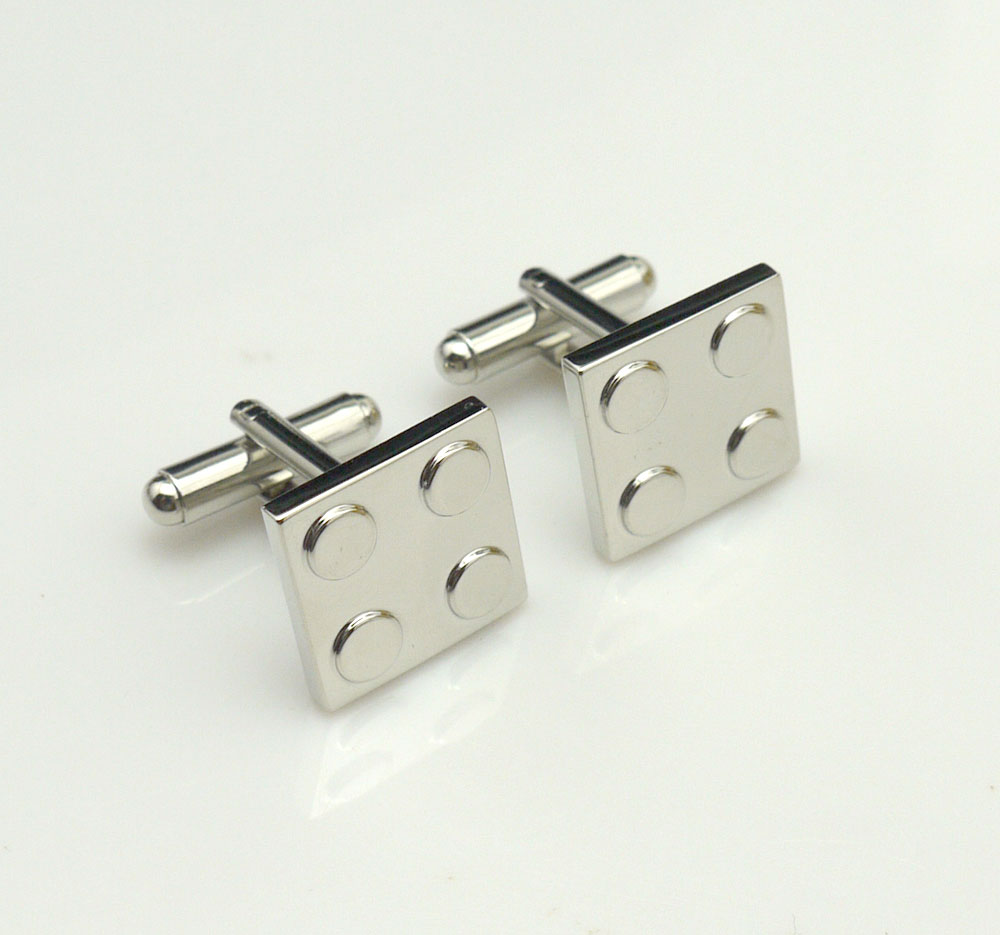 silver lego cufflinks